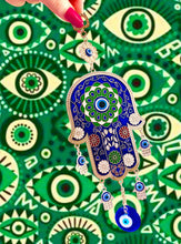 Load image into Gallery viewer, Green Hamsa Evil Eye Protection Amulet