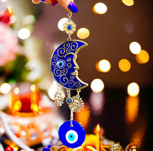 Load image into Gallery viewer, Crescent Moon Evil Eye Amulet