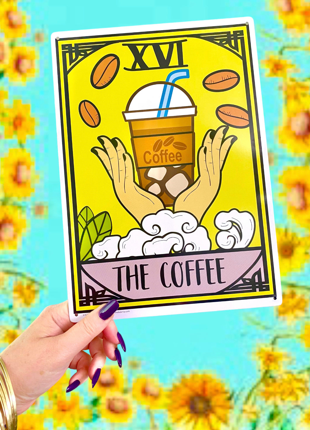 Coffee Tarot Card Metal Sign