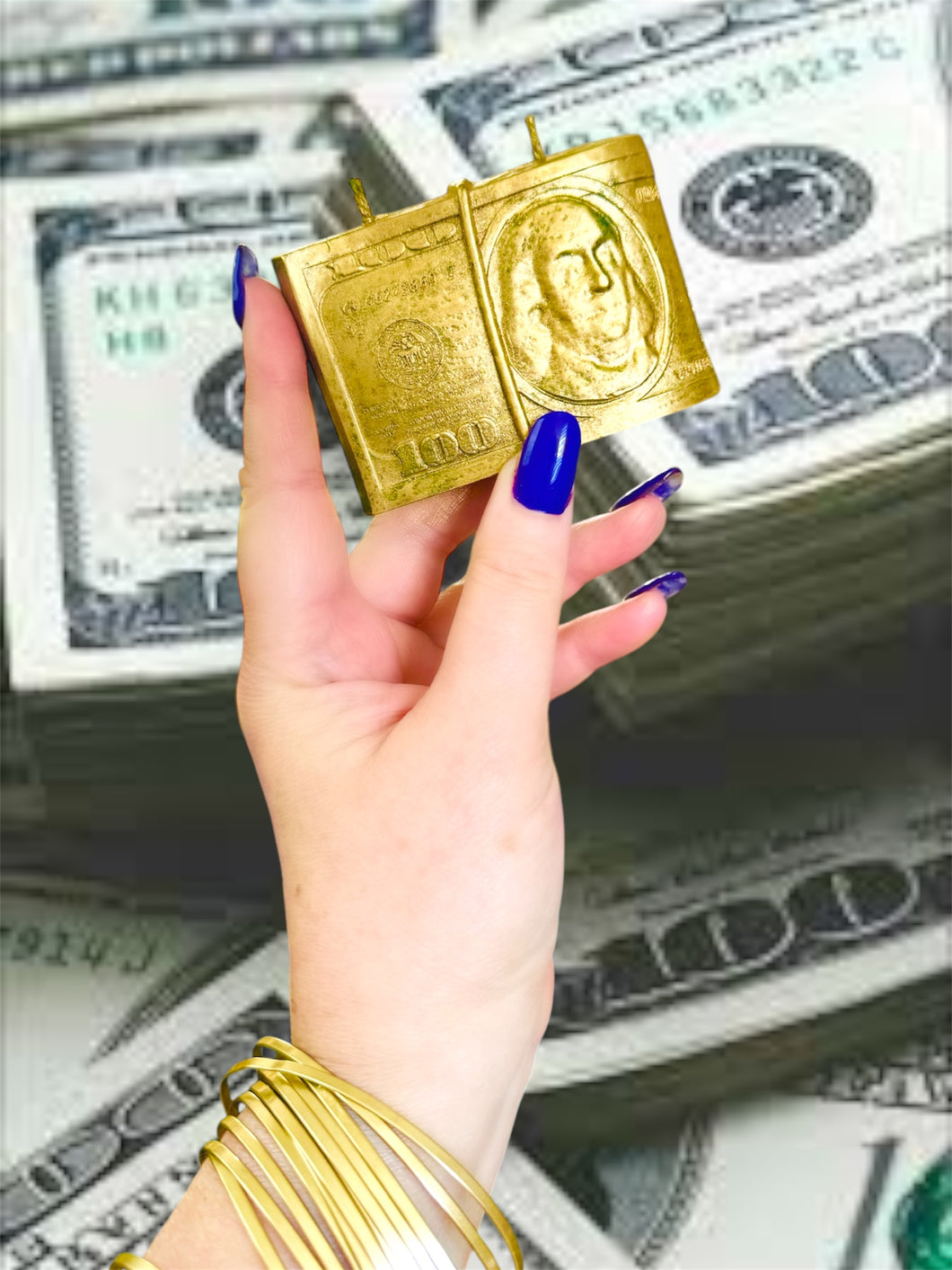 Gold $100 Bill Candle