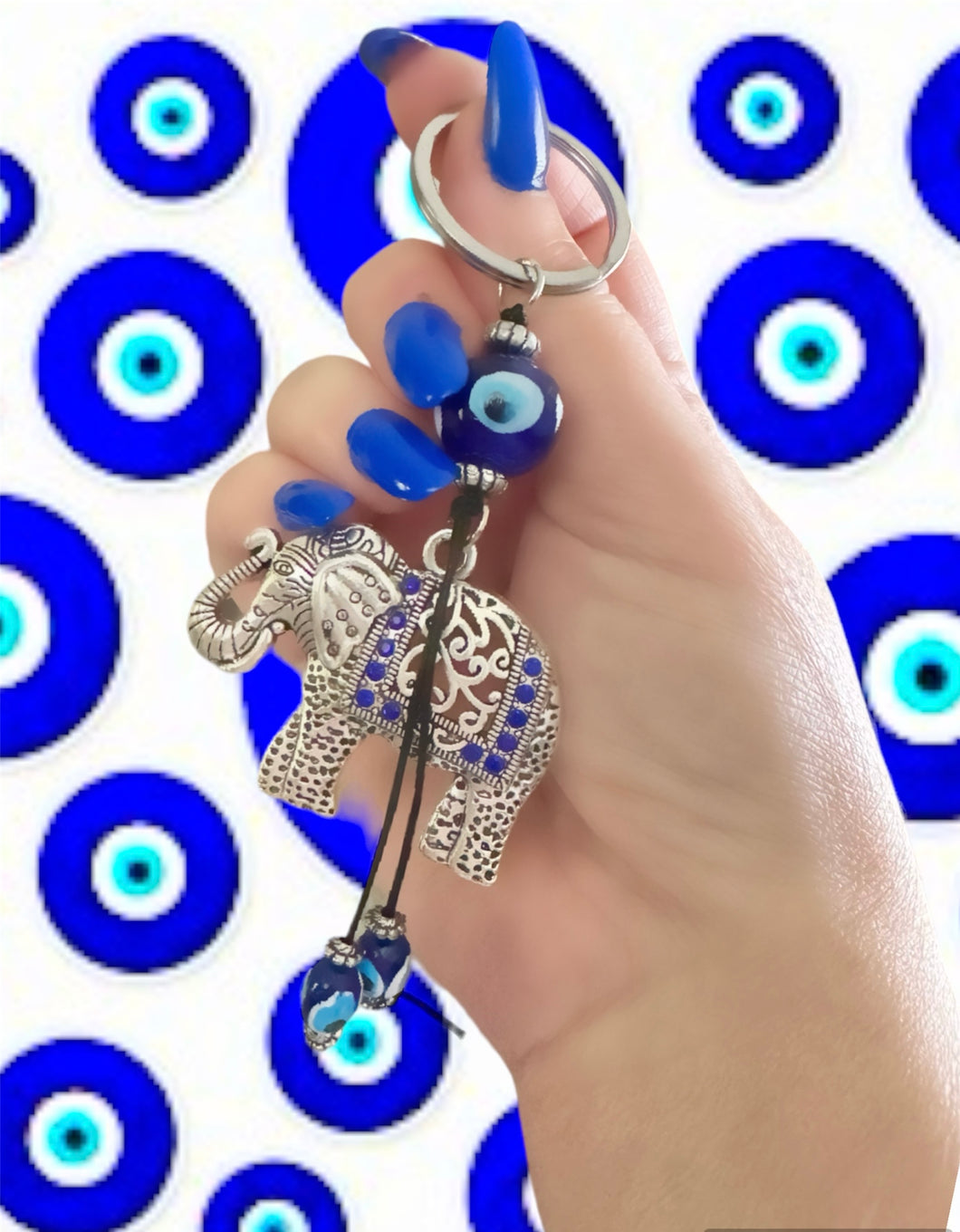 Evil Eye Elephant Keychain