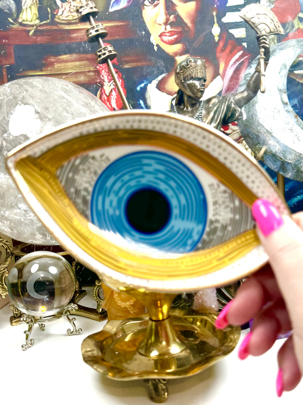 Ceramic Evil Eye Blue Gold