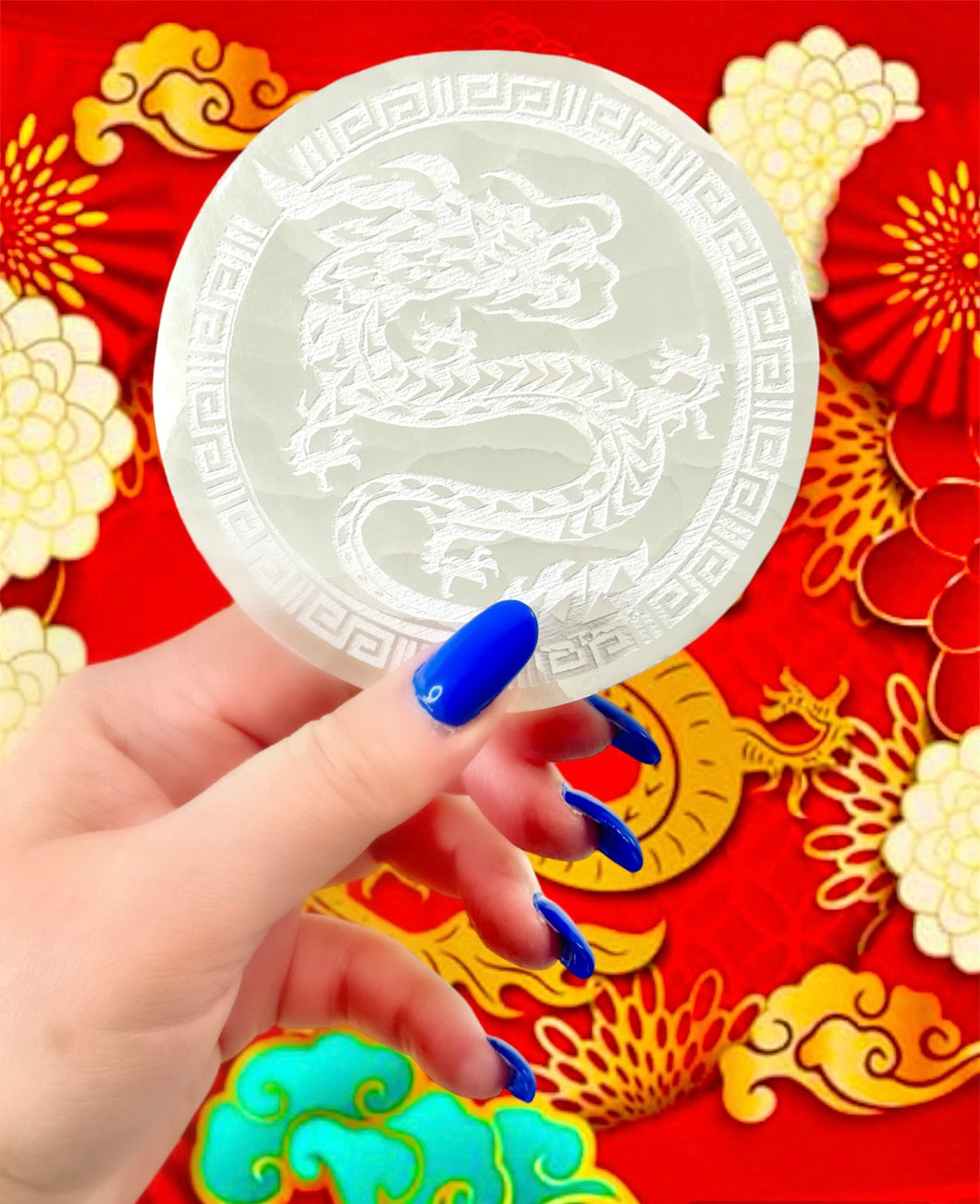 Lucky Dragon Selenite Charging Plate