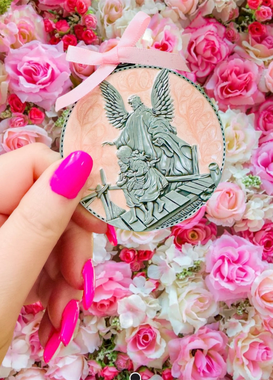 Guardian Angel Medal Pink
