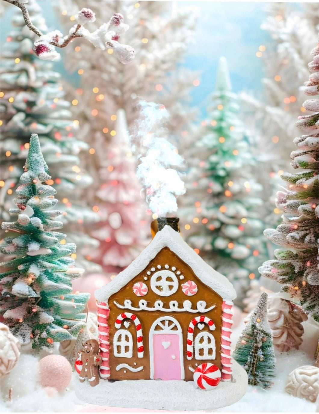 Pink Gingerbread House Incense Cone Burner