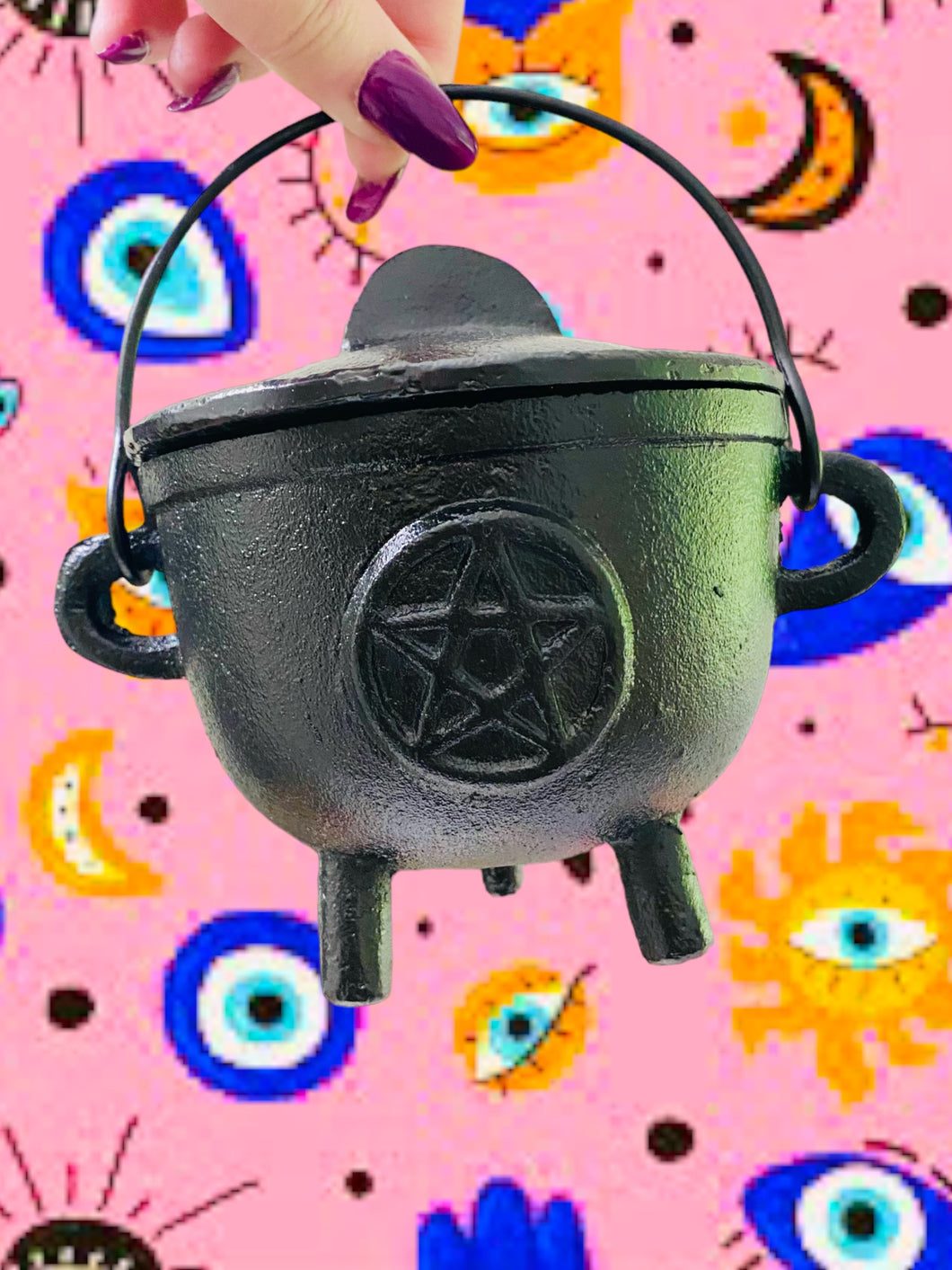 Large Cast Iron Cauldron With Lid