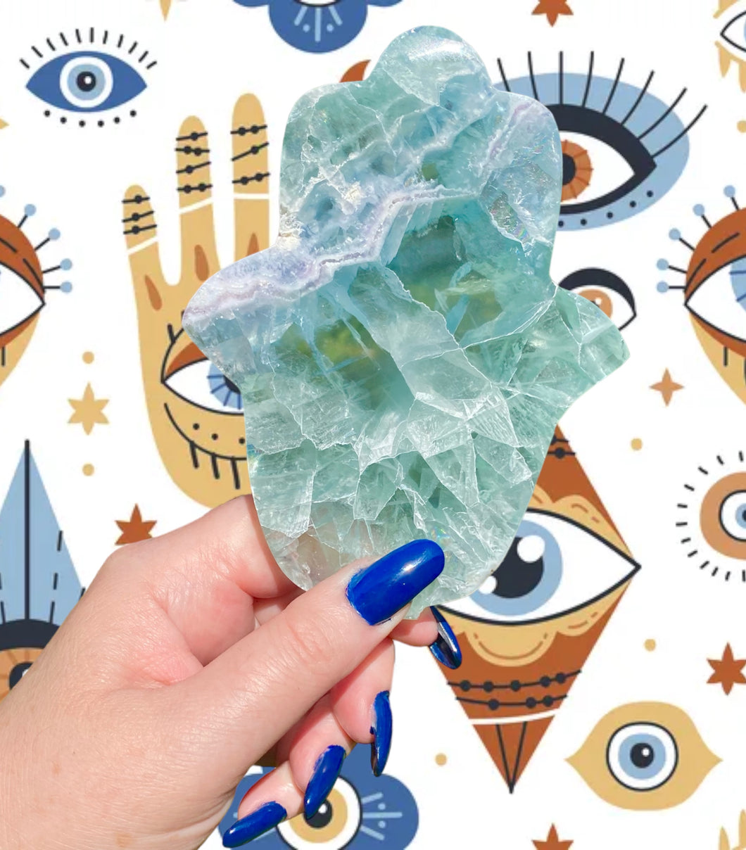 Green Fluorite Hamsa Hand