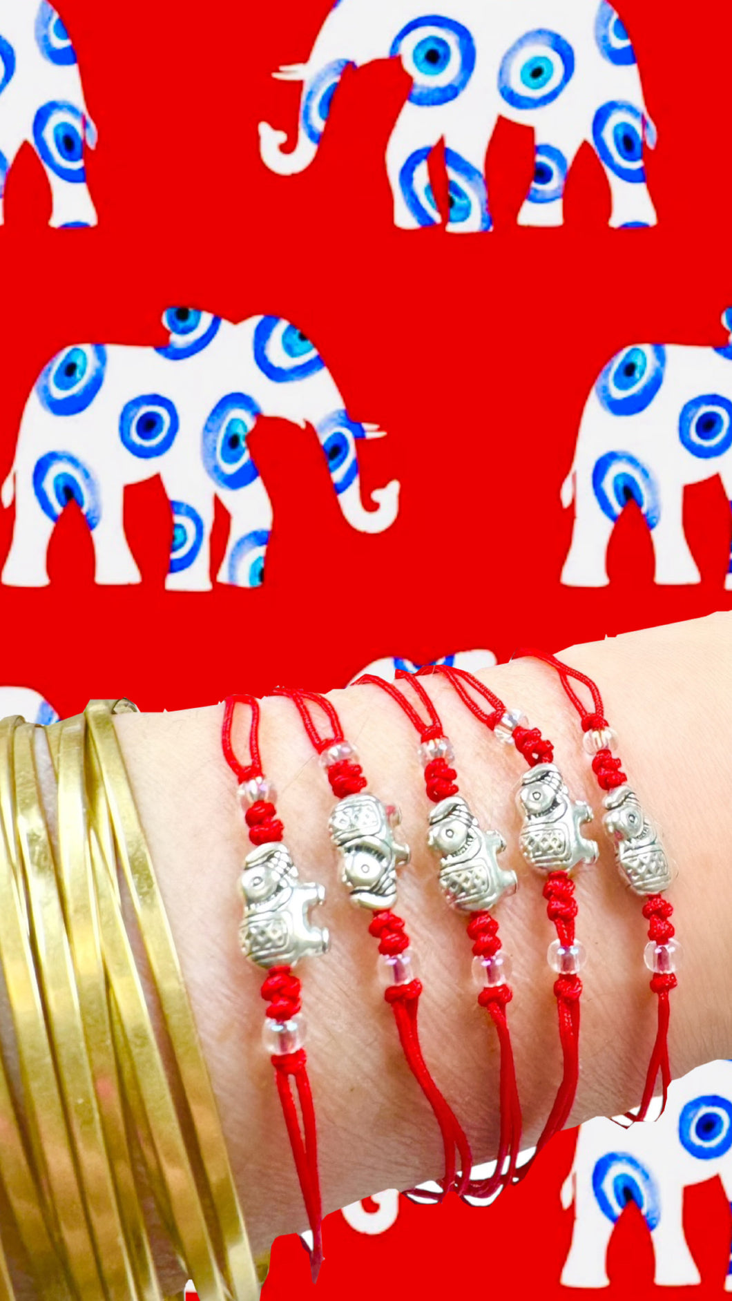 Elephant Red String Bracelet