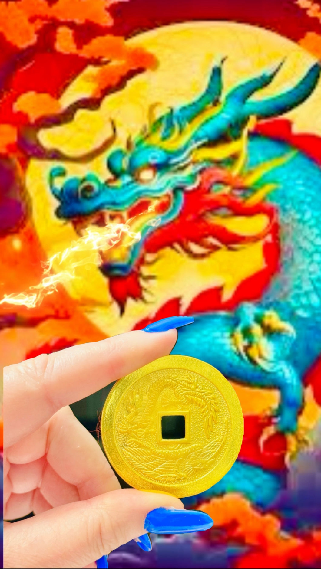 Large Gold Dragon Feng Shui Coin