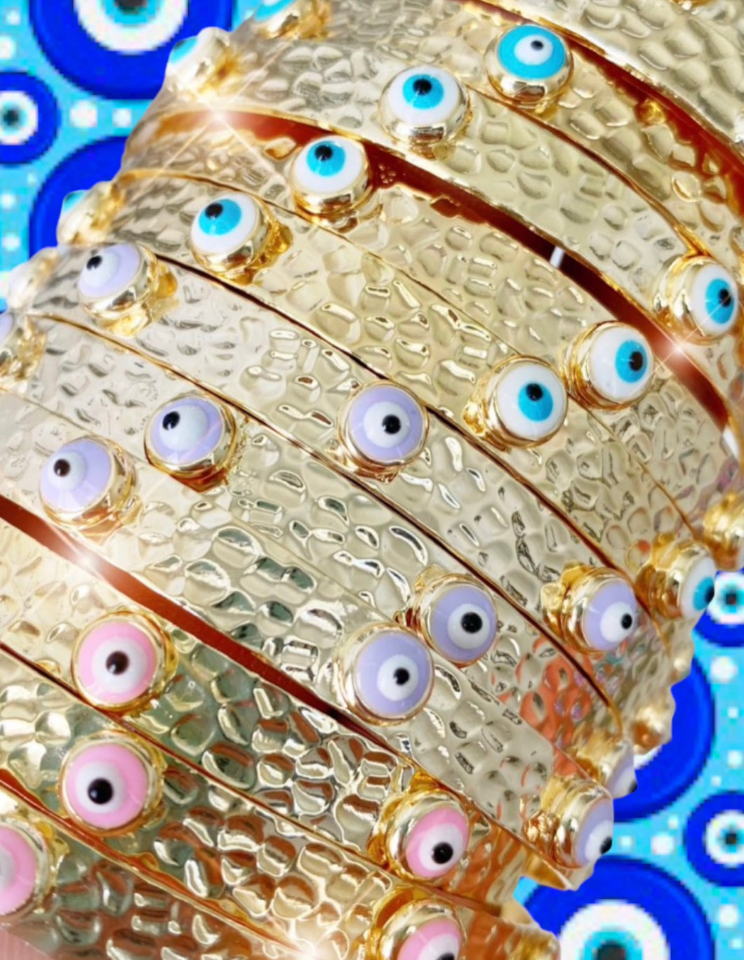 White Evil Eye Gold Cuff