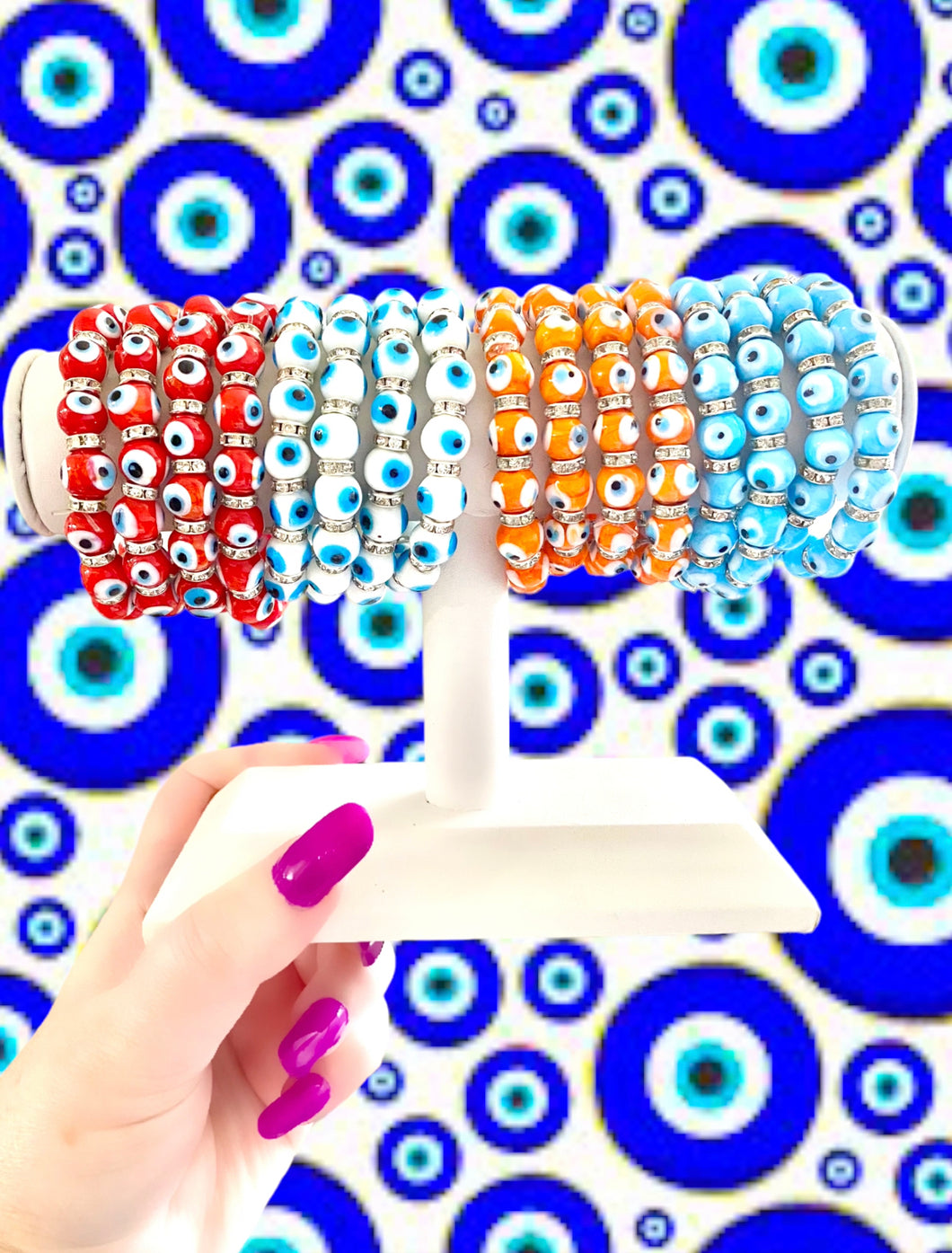 Orange Evil Eye Glass Bracelet