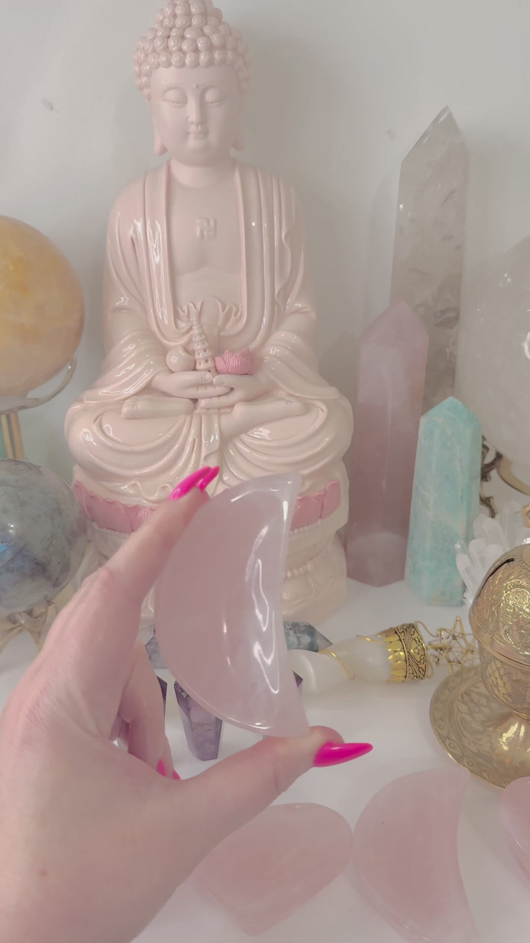 Rose Quartz Crescent Moon Bowl