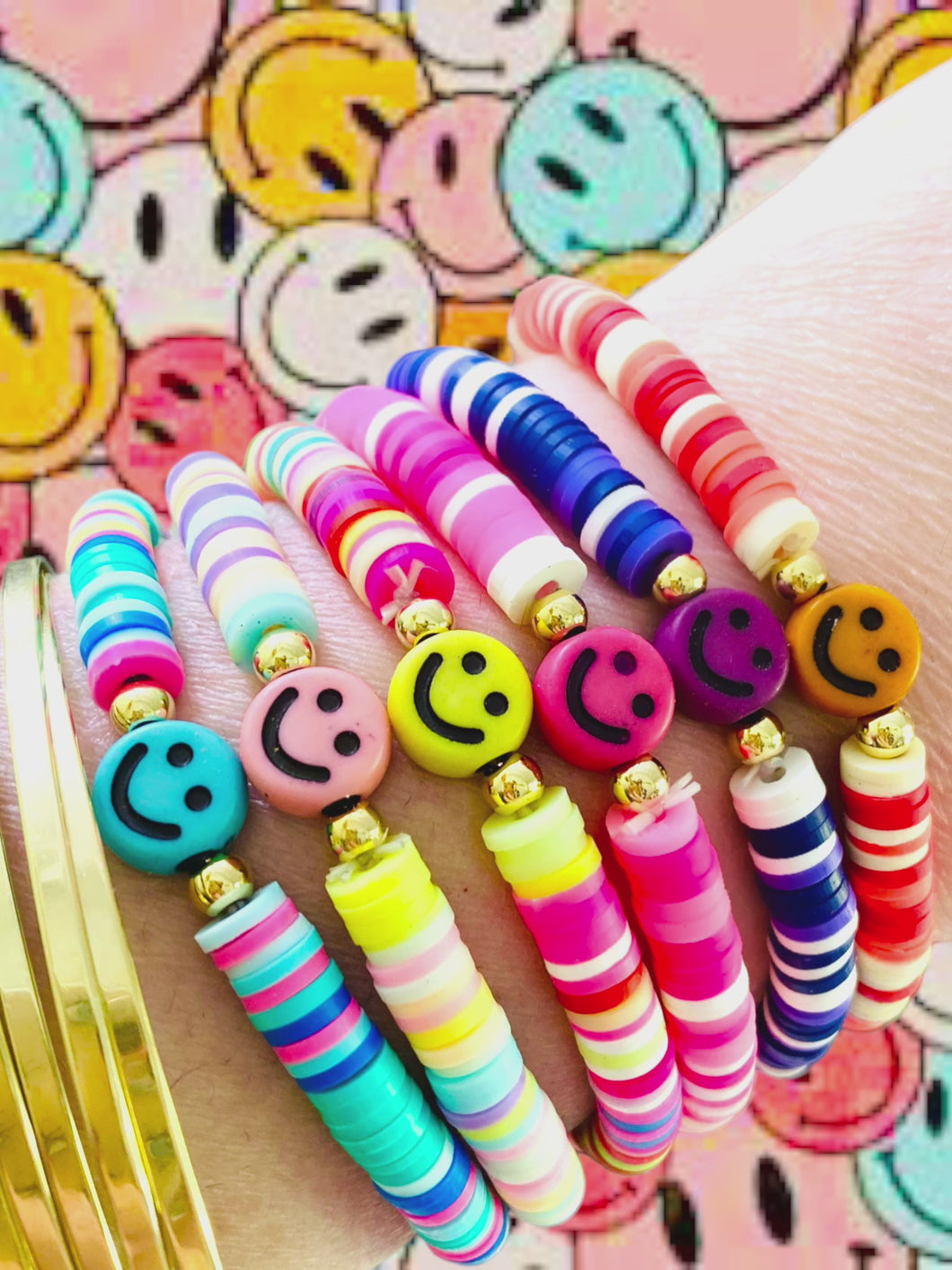 Colorful Happy Face Bracelets