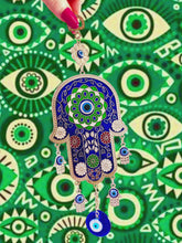 Load and play video in Gallery viewer, Green Hamsa Evil Eye Protection Amulet
