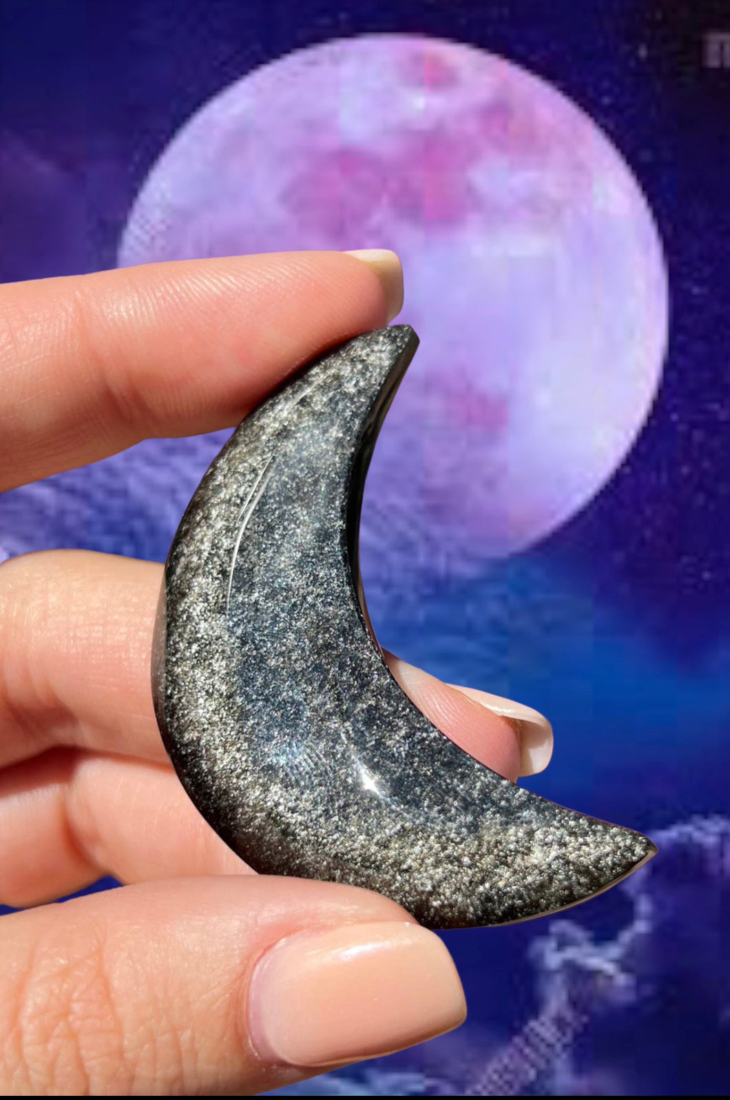 Silver Sheen Obsidian Moon